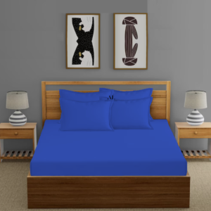 Royal Blue Fitted Bed Sheets with Four Pillow Covers