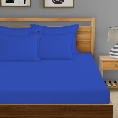 Royal Blue Fitted Bed Sheets with Four Pillow Covers