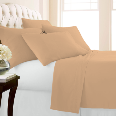 Beige Bed Sheets with Four Pillow Covers