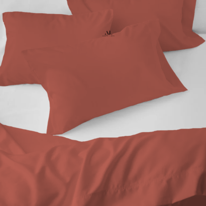 Brick Red Bed Sheets with Four Pillow Covers