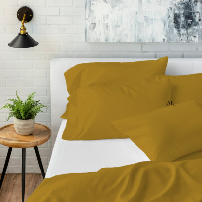Gold Bed Sheets with Four Pillow Covers