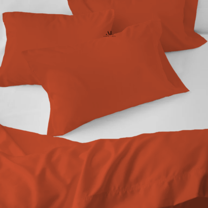 Orange Bed Sheets with Four Pillow Covers