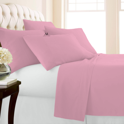 Pink Bed Sheets with Four Pillow Covers
