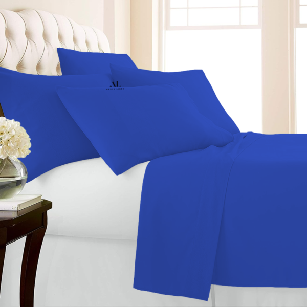Royal Blue Bed Sheets with Four Pillow Covers