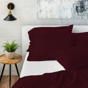 Wine Bed Sheets with Four Pillow Covers