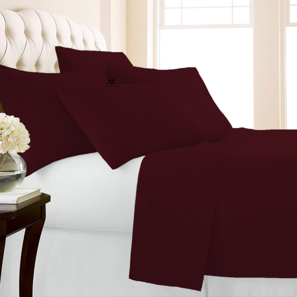 Wine Bed Sheets with Four Pillow Covers