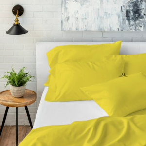 Yellow Bed Sheets with Four Pillow Covers