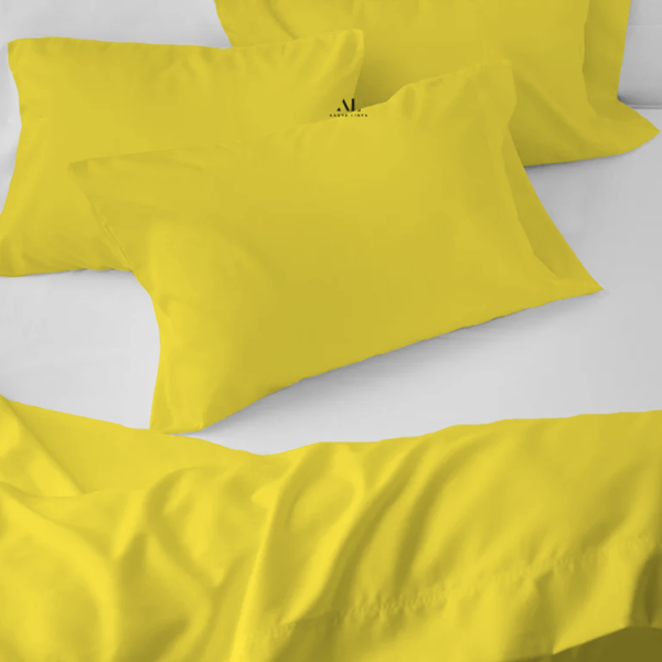 Yellow Bed Sheets with Four Pillow Covers