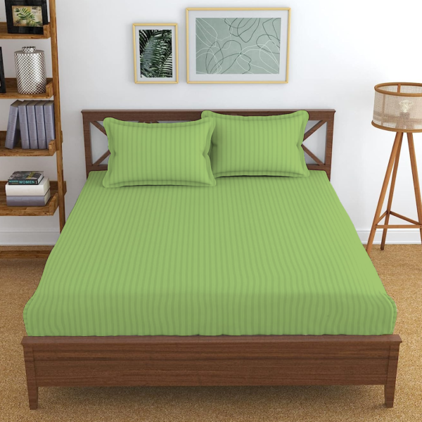 Sage Green Stripe Fitted Bed Sheets