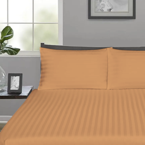 Beige Stripe Fitted Bed Sheets