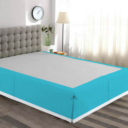 Turquoise and White Dual Tone Bed Skirts