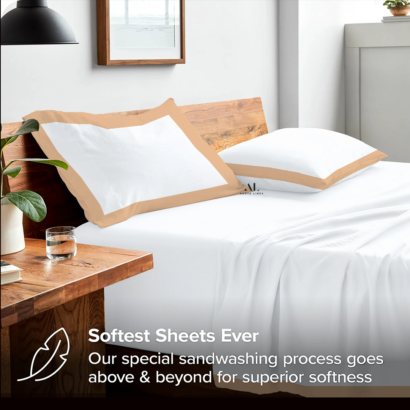 Beige Dual Tone Bed Sheet Sets