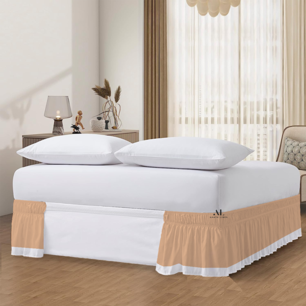 Beige and White Dual Tone Wrap Around Bed Skirts
