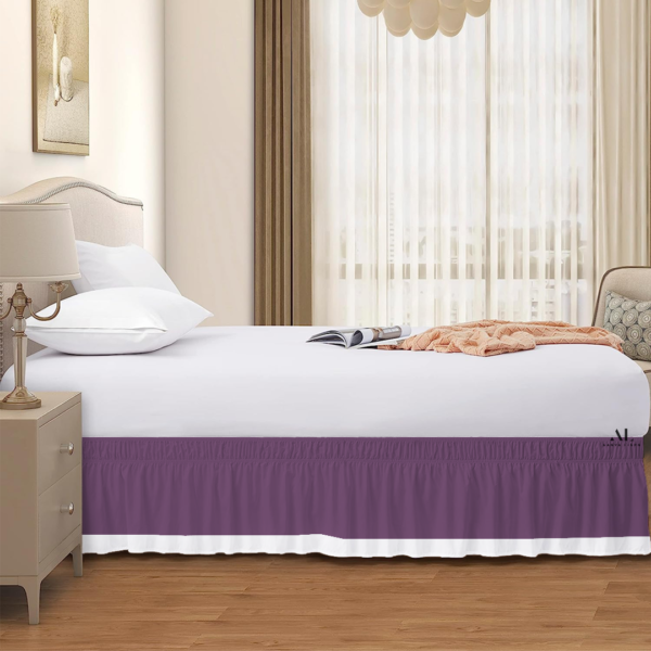 Lavender and White Dual Tone Wrap Around Bed Skirts