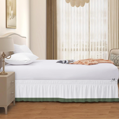 Moss Green Dual Tone Wrap Around Bed Skirts