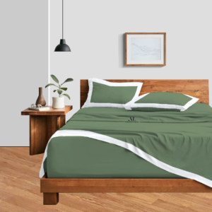 Moss Green and White Dual Tone Bed Sheet Sets