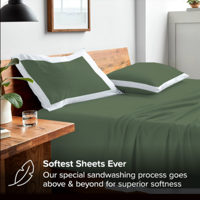 Moss Green and White Dual Tone Bed Sheet Sets