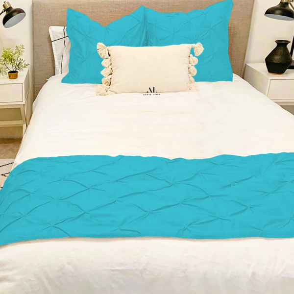Turquoise Pinch Bed Runner