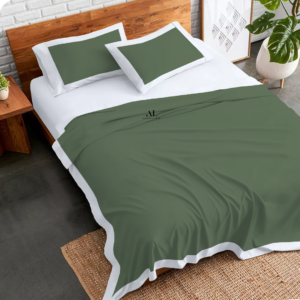 Moss Green and White Dual Tone Bed Sheets