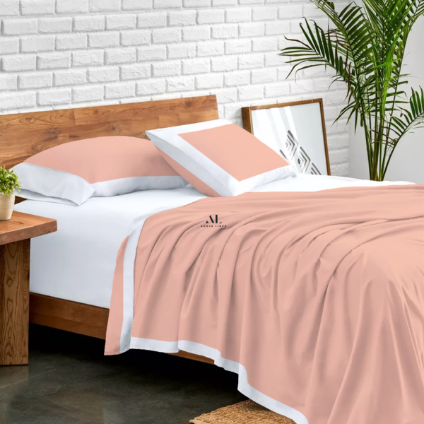 Peach and White Dual Tone Bed Sheets