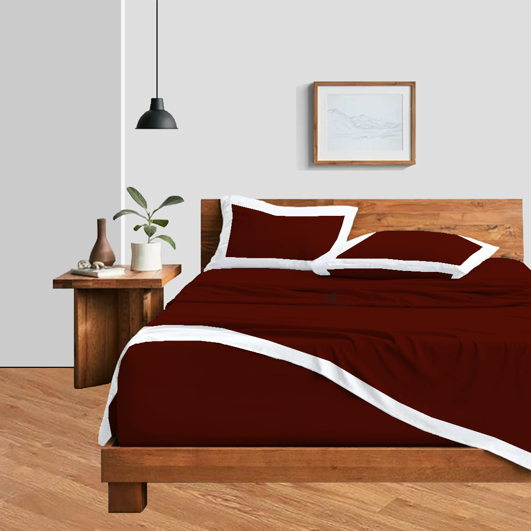 Burgundy and White Dual Tone Bed Sheet Sets