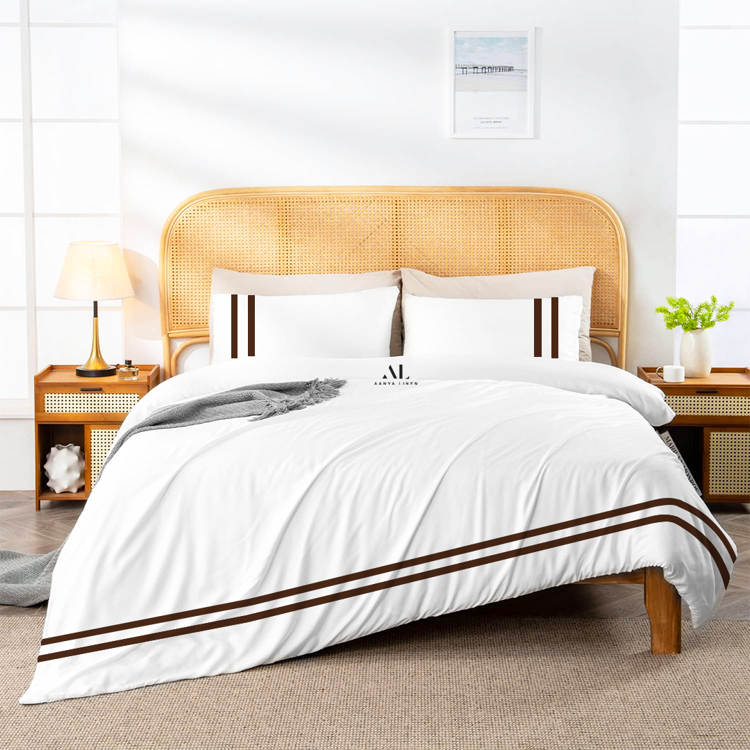 Chocolate Two Line Duvet Cover