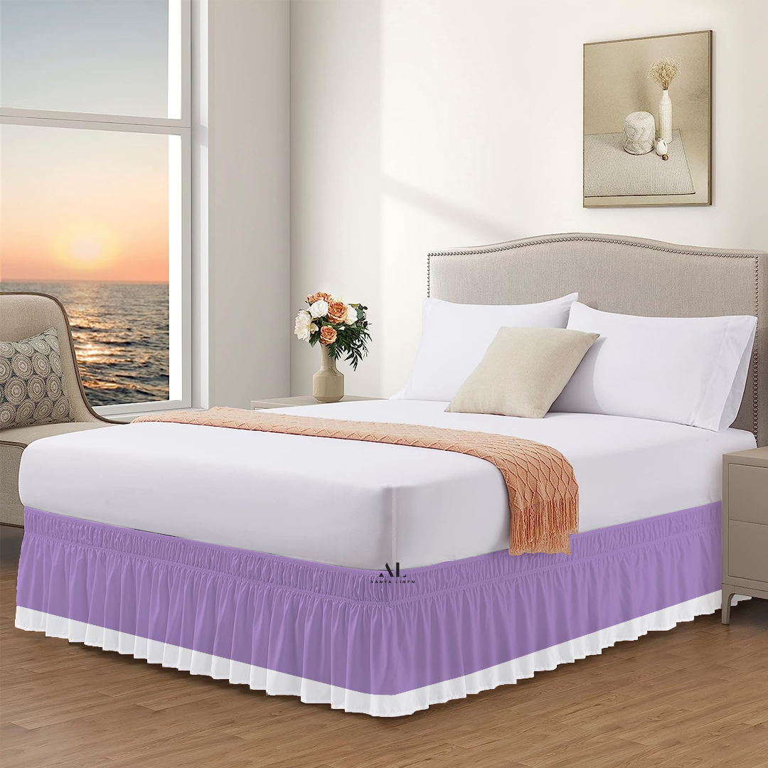Lilac and White Dual Tone Wrap Around Bed Skirts