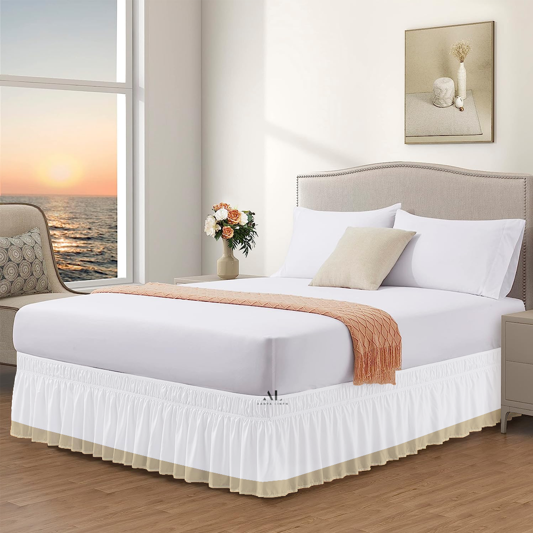 Ivory Dual Tone Wrap Around Bed Skirts