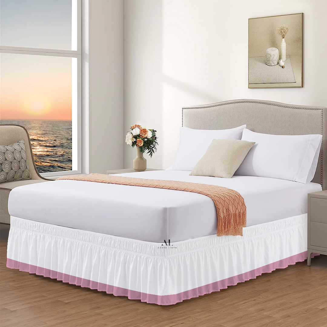 Pink Dual Tone Wrap Around Bed Skirts