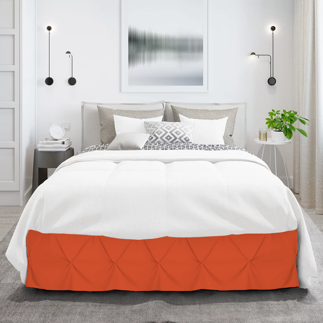 Orange Pinch Bed Skirts