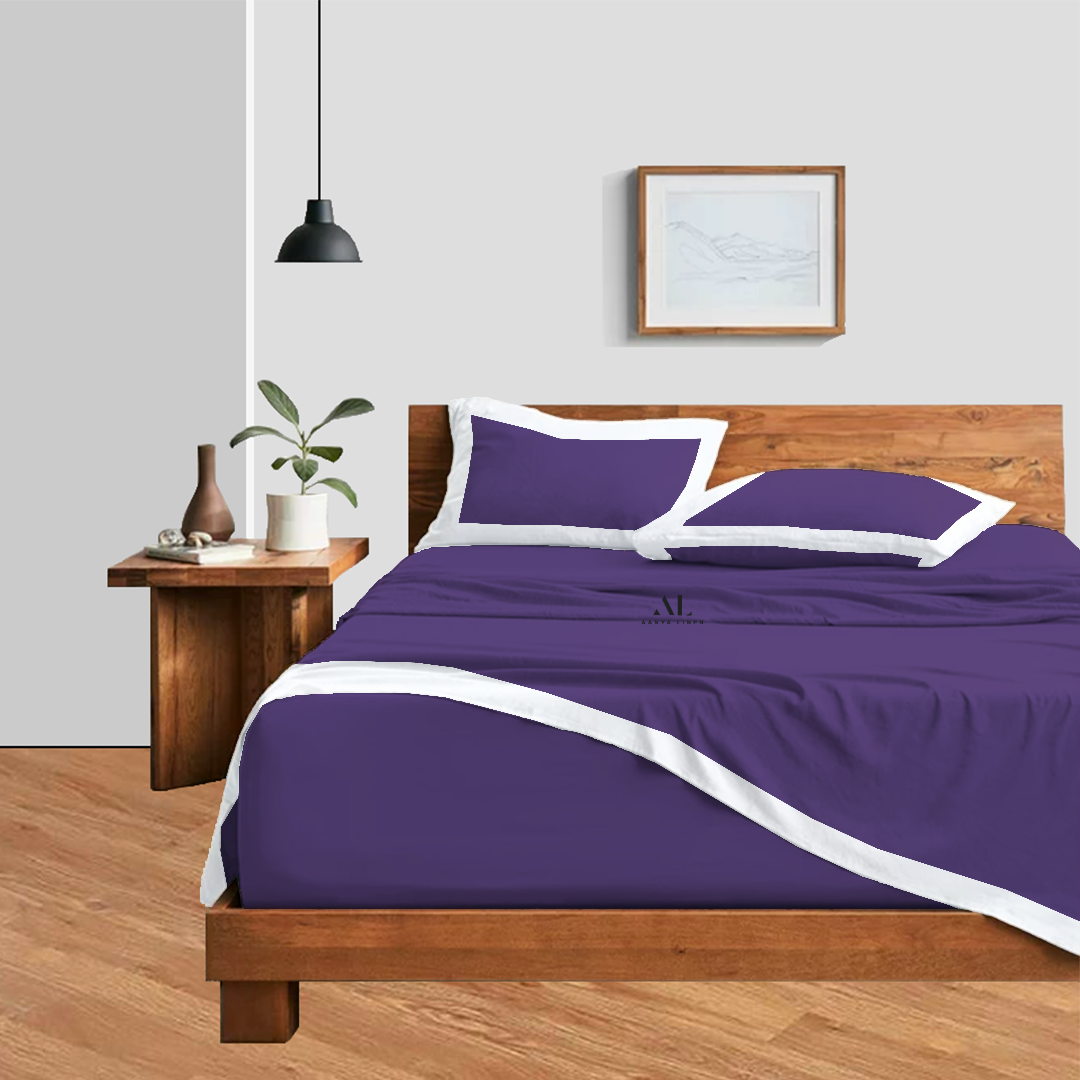 Purple and White Dual Tone Bed Sheet Sets