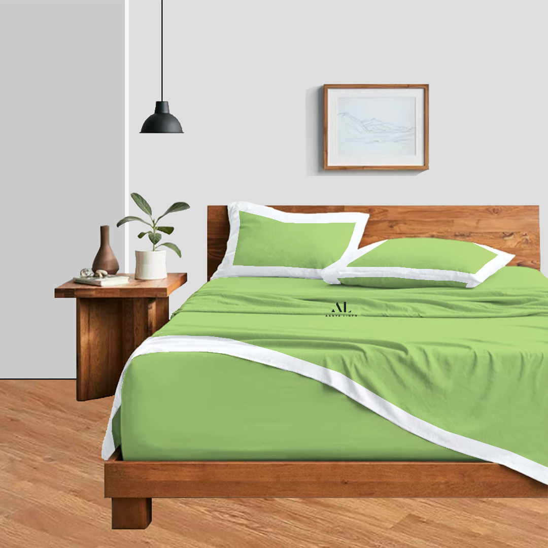 Sage Green and White Dual Tone Bed Sheet Sets