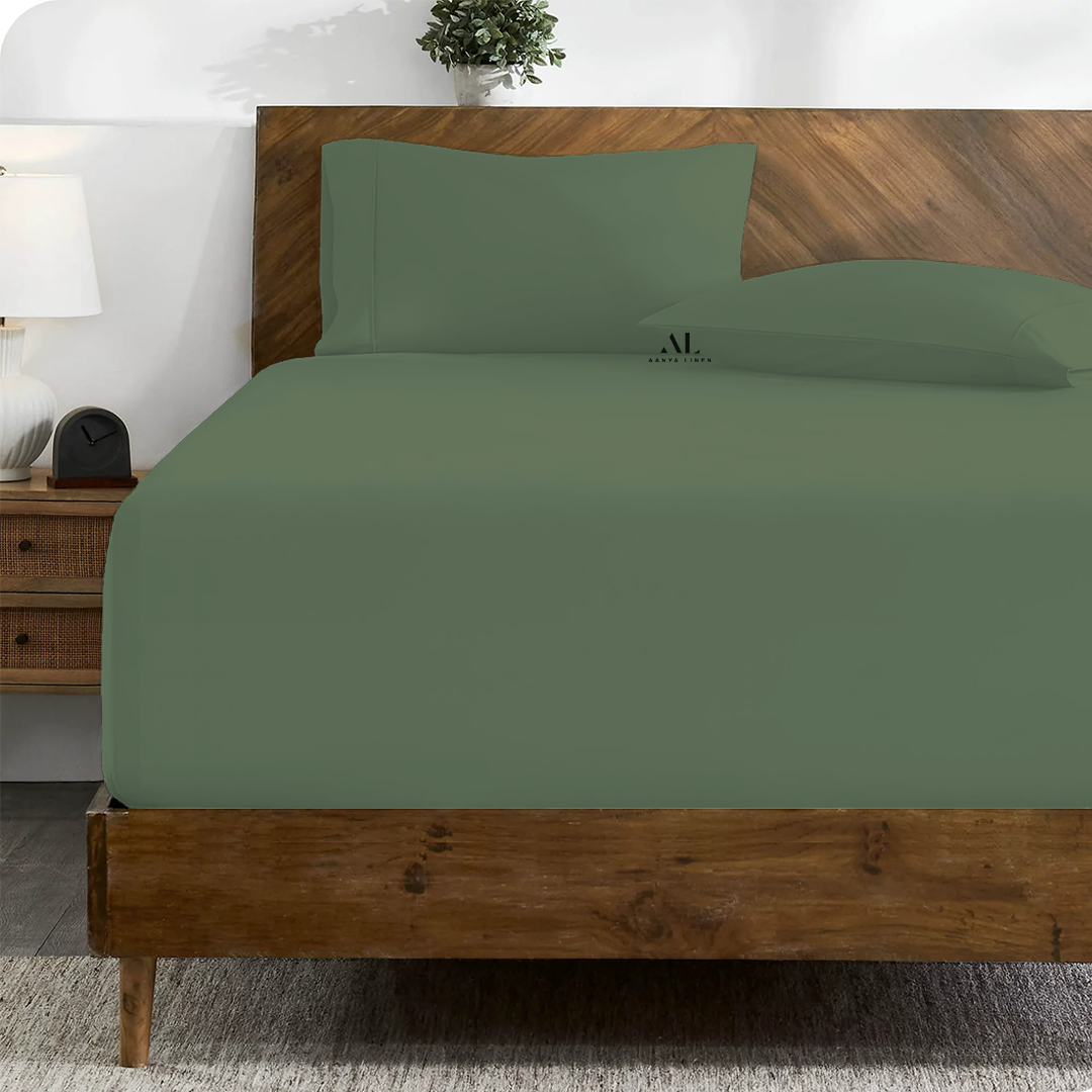Moss Green Fitted Bed Sheets