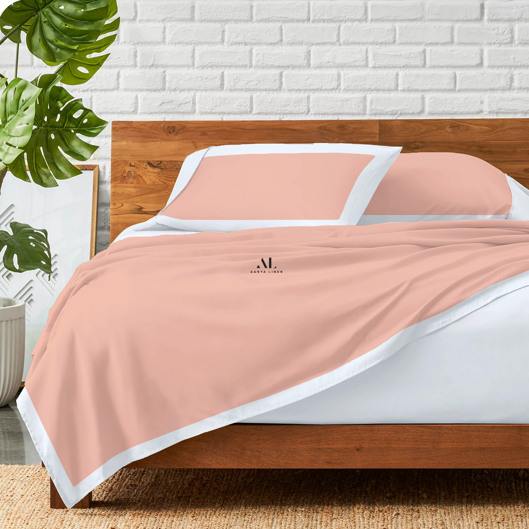 Peach and White Dual Tone Bed Sheets