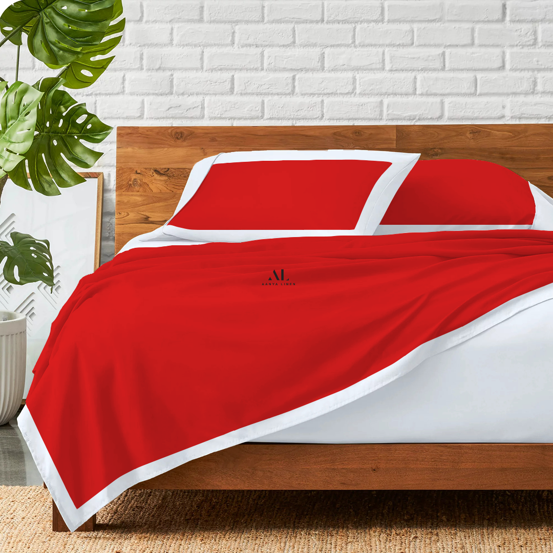 Red and White Dual Tone Bed Sheets