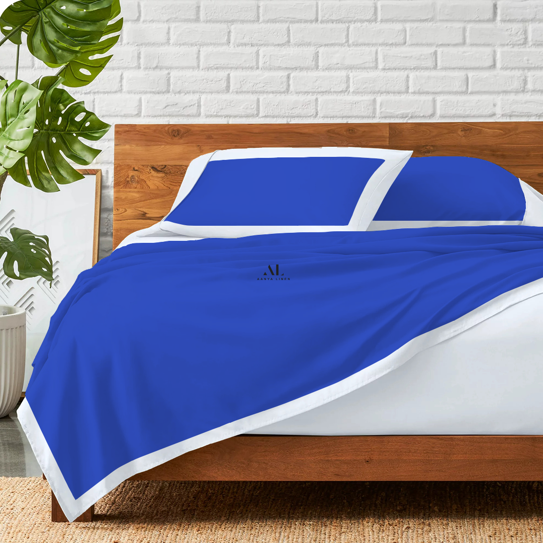 Royal Blue and White Dual Tone Bed Sheets