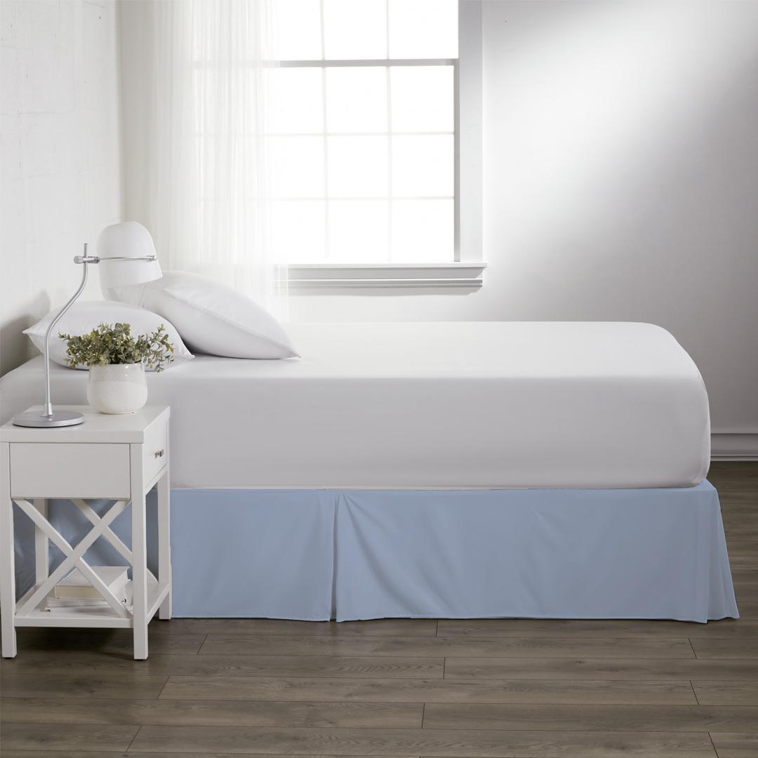 Light Blue Pleated Bed Skirts