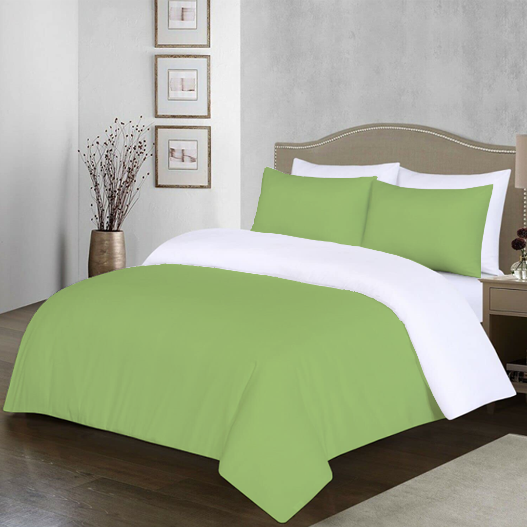 Sage Green and White Reversible Duvet Covers