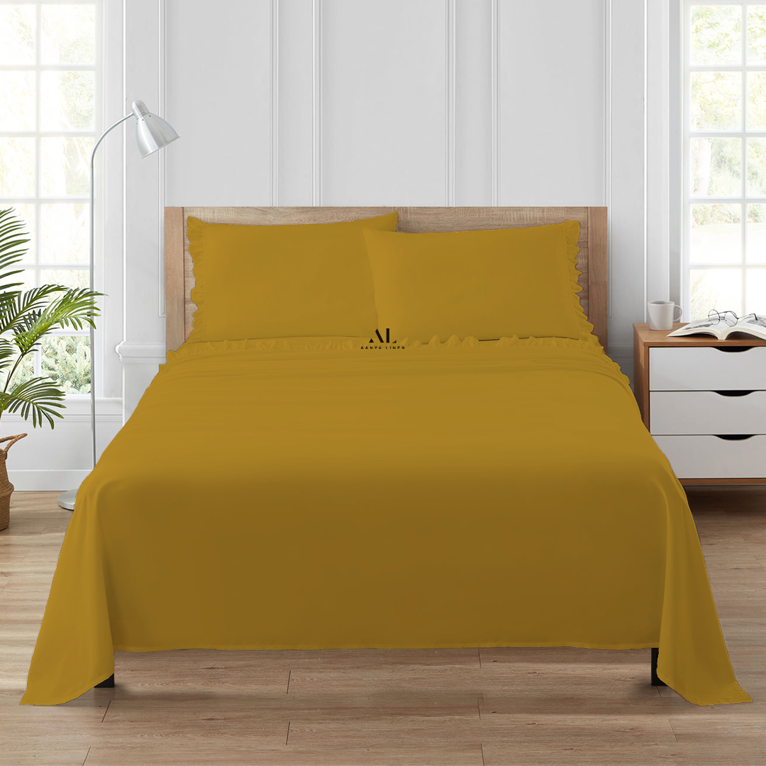 Gold Ruffle Bed Sheet Sets