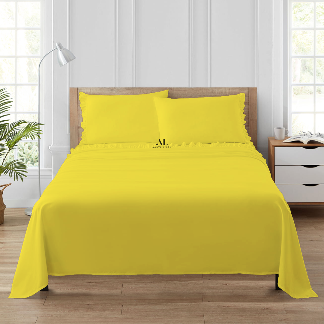 Yellow Ruffle Bed Sheet Sets