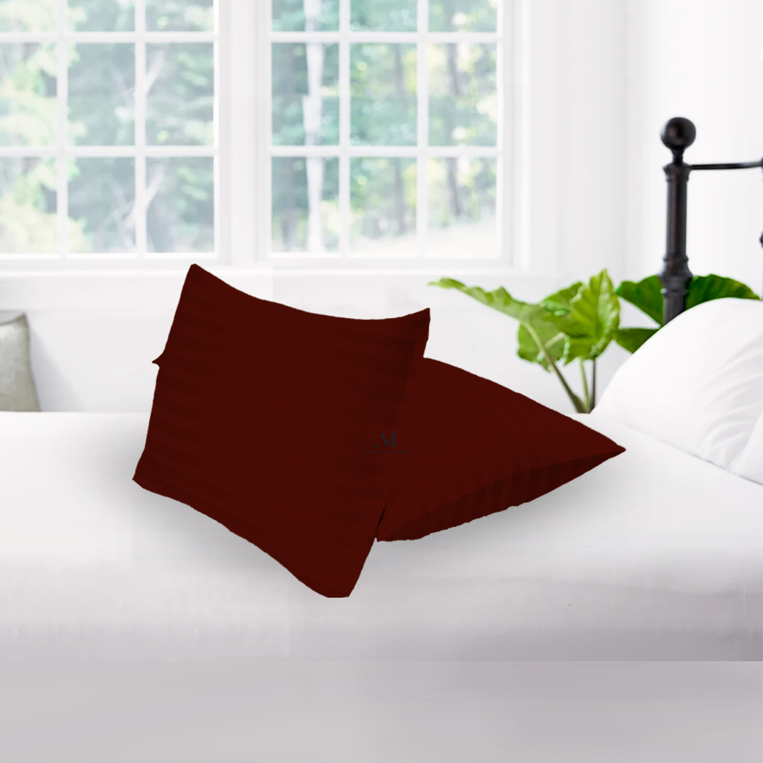 Burgundy Stripe Pillow Covers