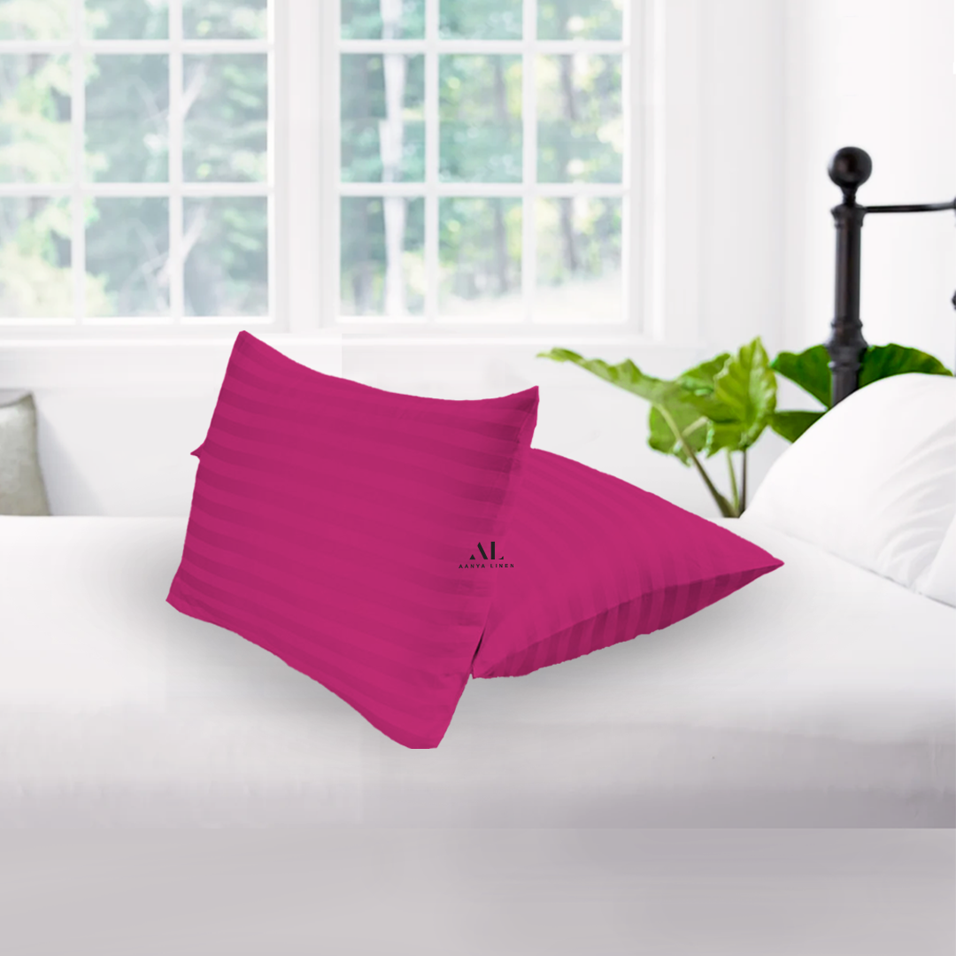 Hot Pink Striped Pillow Covers